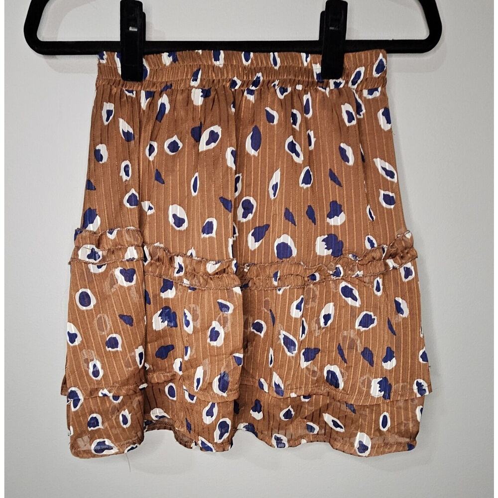 Princess Polly Small (4)Worton Bronze/Blue Mini Tiered Lined Skirt Leopard Print
